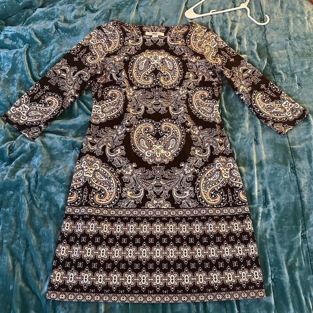 EUC Wisp Black and Tan Karis Ponte A-Line Dress - Size 10
